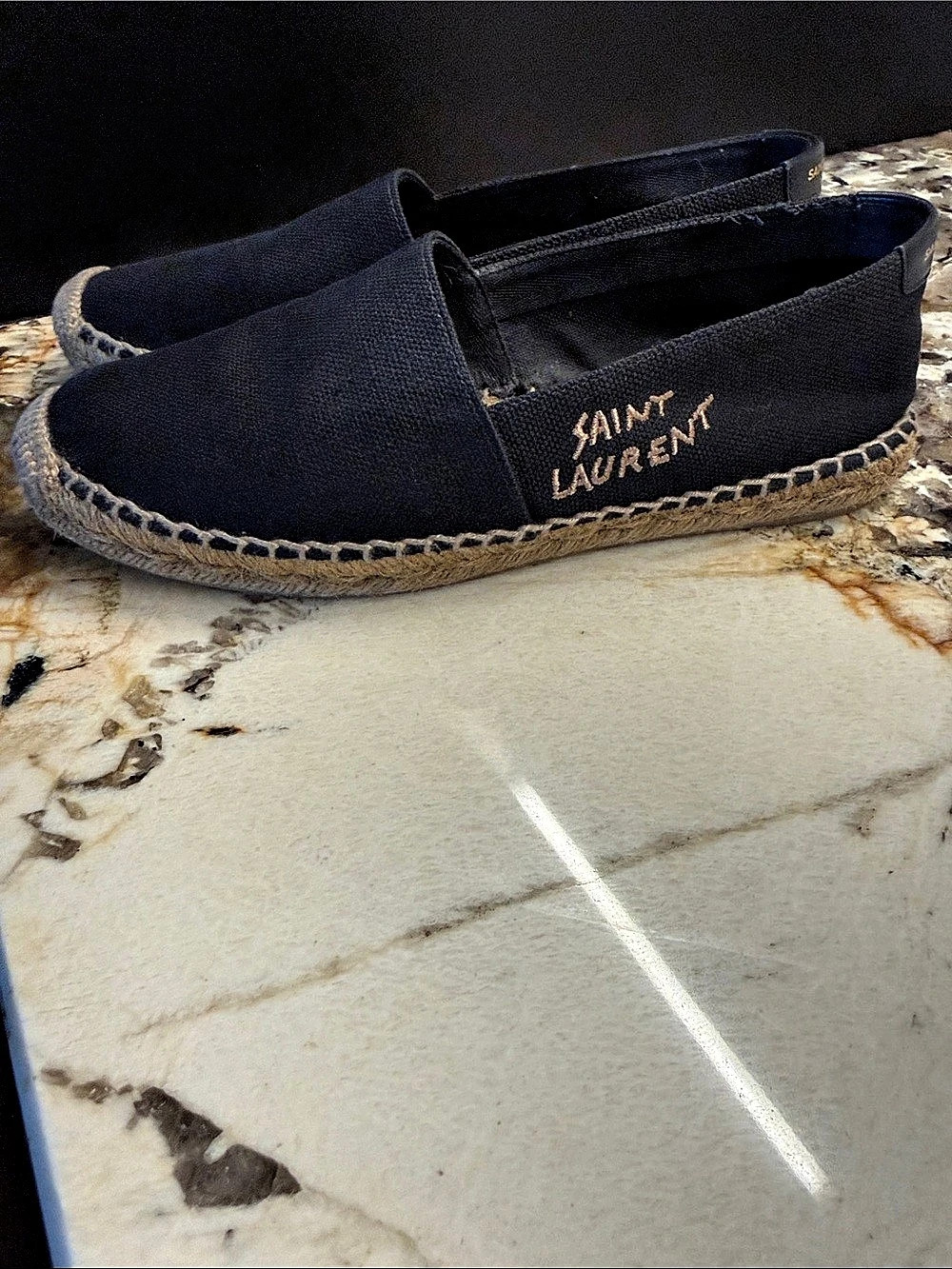Saint Laurent Canvas Espadrilles Black & Tan EU 38